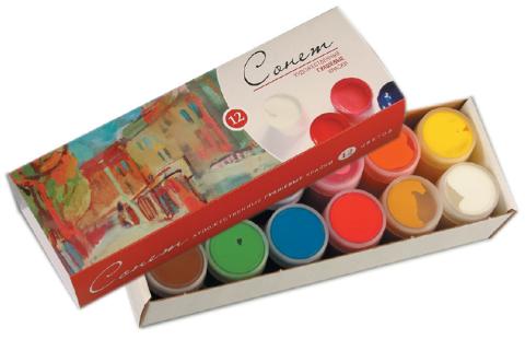 Гуашевые художественные краски серии "Сонет", 12 цветов (40 мл)